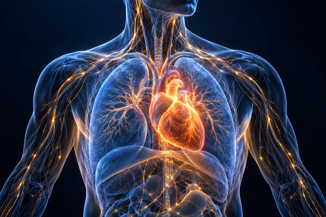 Ilustração conceitual da atividade cardiovascular e respiratória